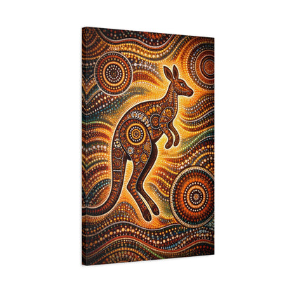 Kangaroo Aboriginal Dot Art Canvas Print – Warm Boho Wall Decor Canvas image 47