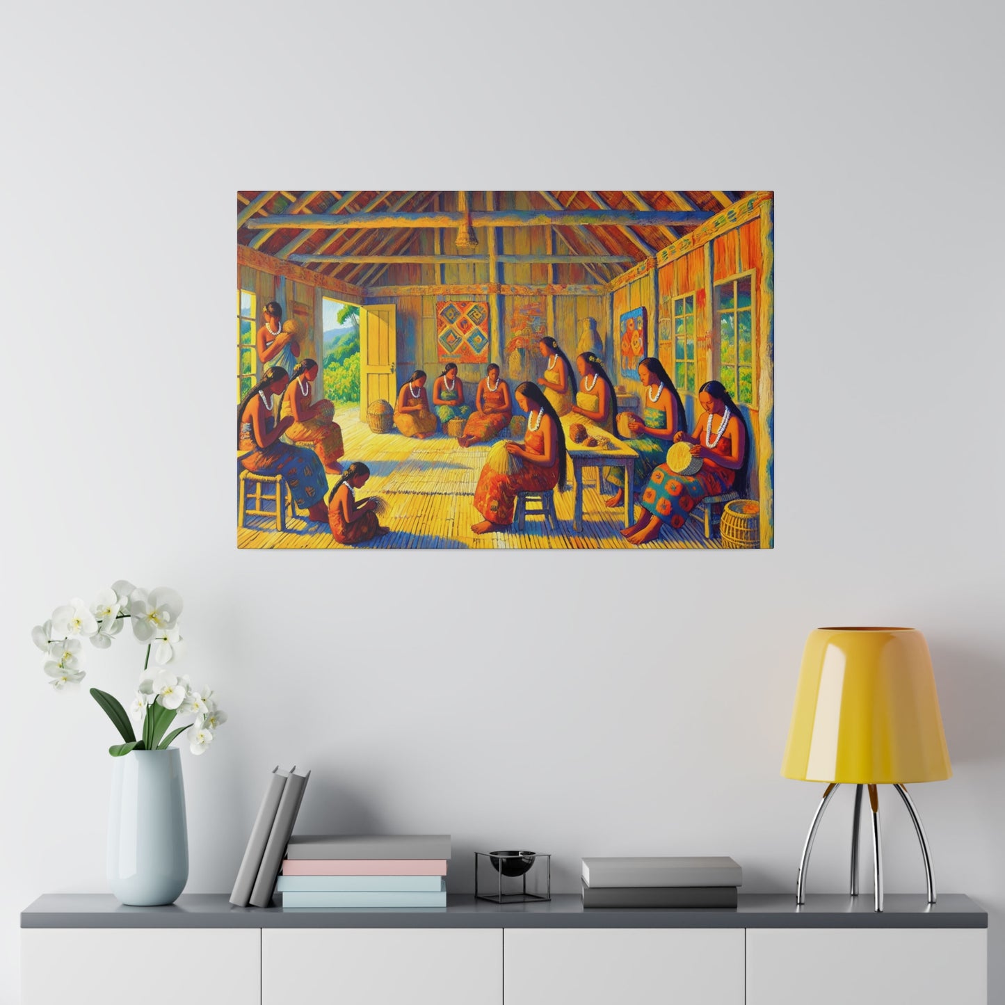 Tahitian Harmony: Indoor Scene Canvas Print by Gauguin