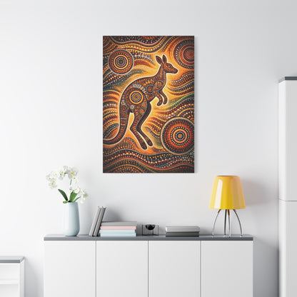 Kangaroo Aboriginal Dot Art Canvas Print – Warm Boho Wall Decor Canvas image 60