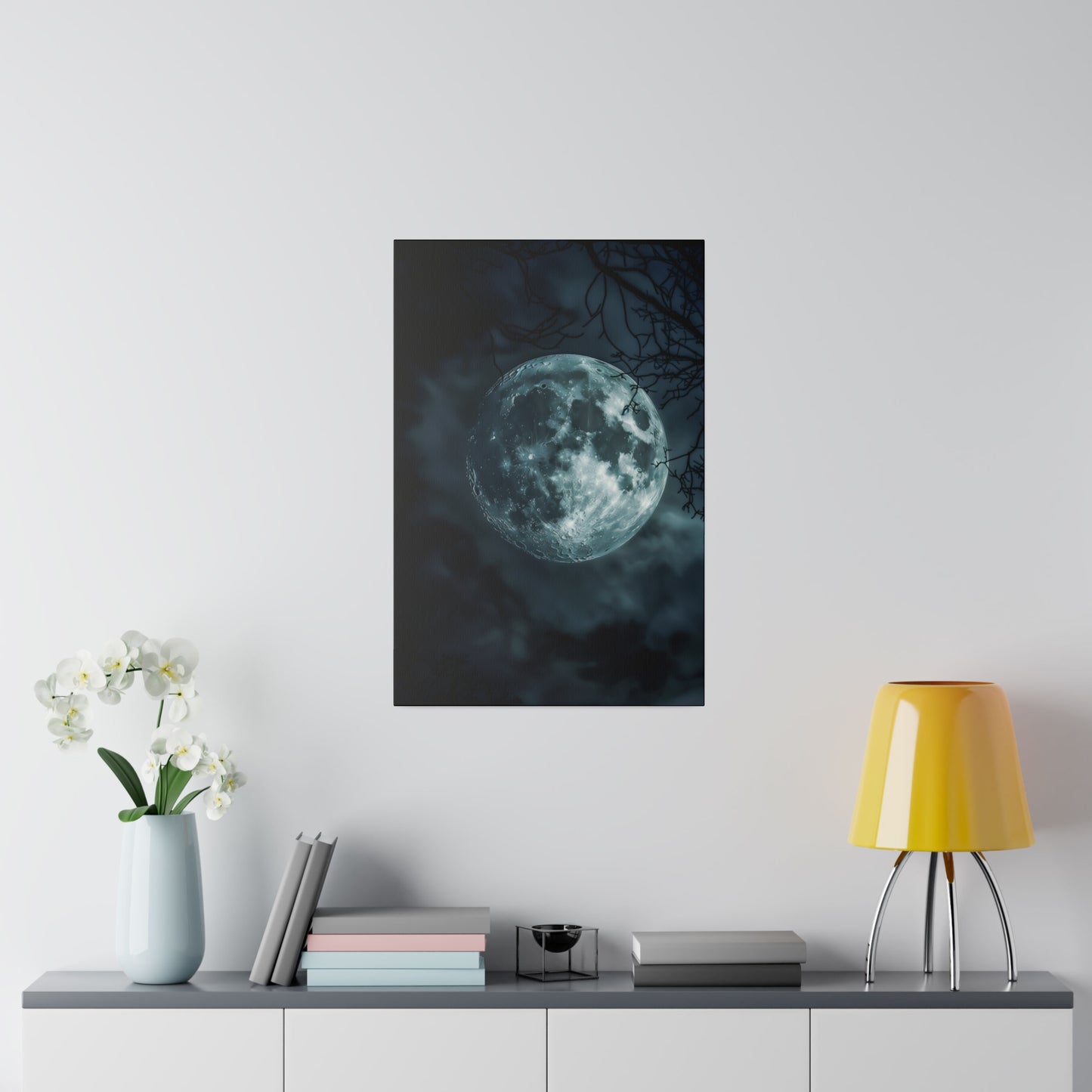 Lunar Whisper: Midnight Moon Canvas Art