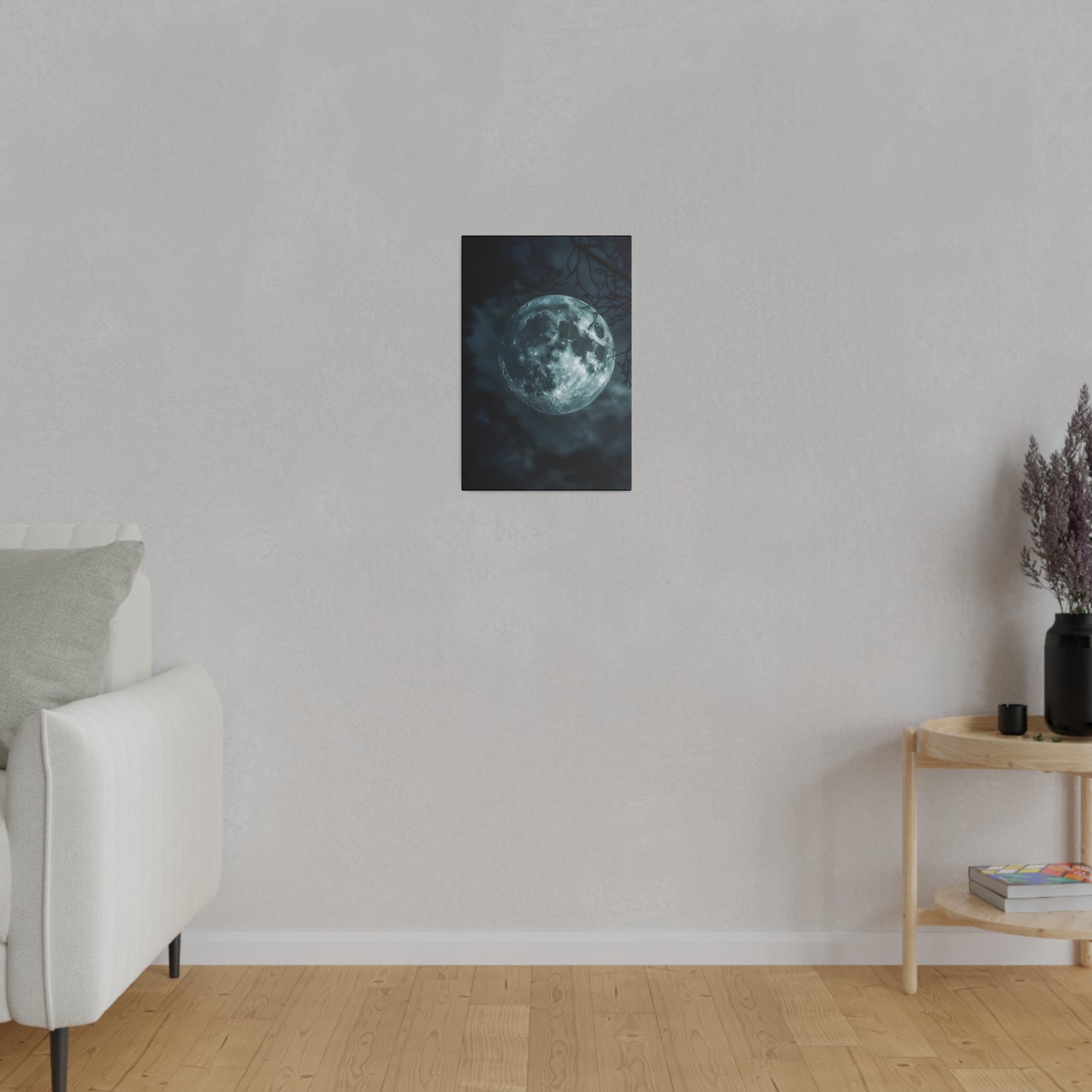 Lunar Whisper: Midnight Moon Canvas Art