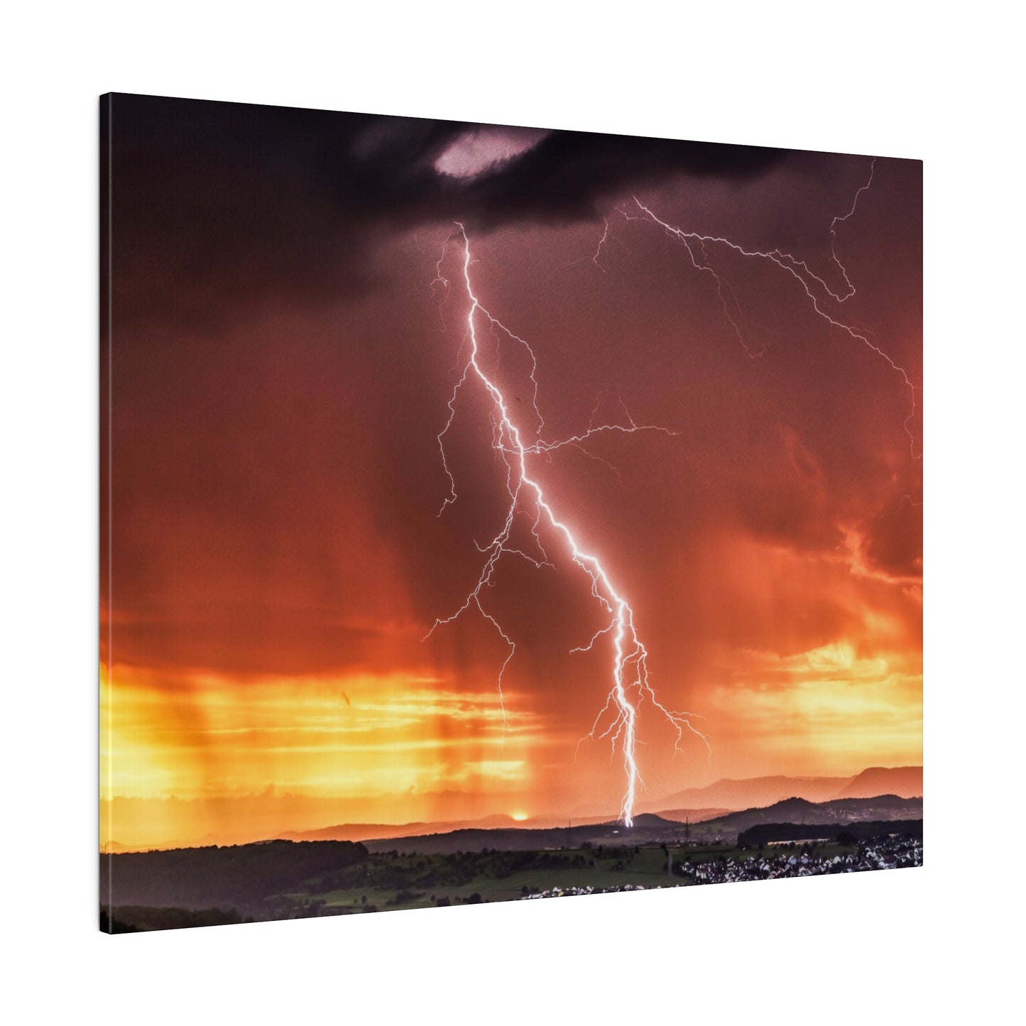 Electrifying Sunset Storm Abstract Art Canvas Wall Art