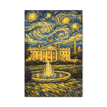 The White House Beneath a Starry Sky – Van Gogh Inspired Canvas Print in Van Gogh style canvas art, product image 5 of 68