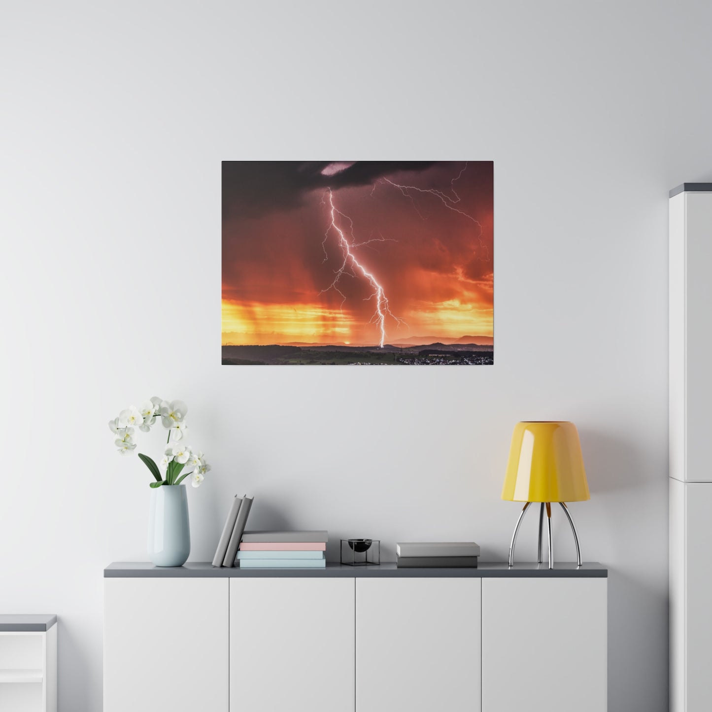 Electrifying Sunset Storm Abstract Art Canvas Wall Art