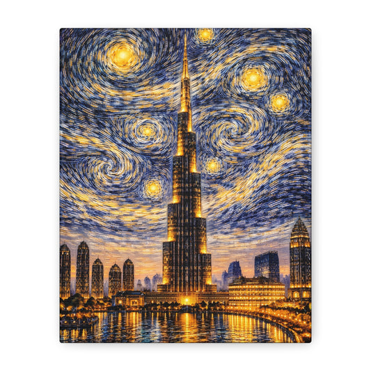 Burj Khalifa Beneath a Starry Sky – Van Gogh Inspired canvas wall art, product image 1 of 68