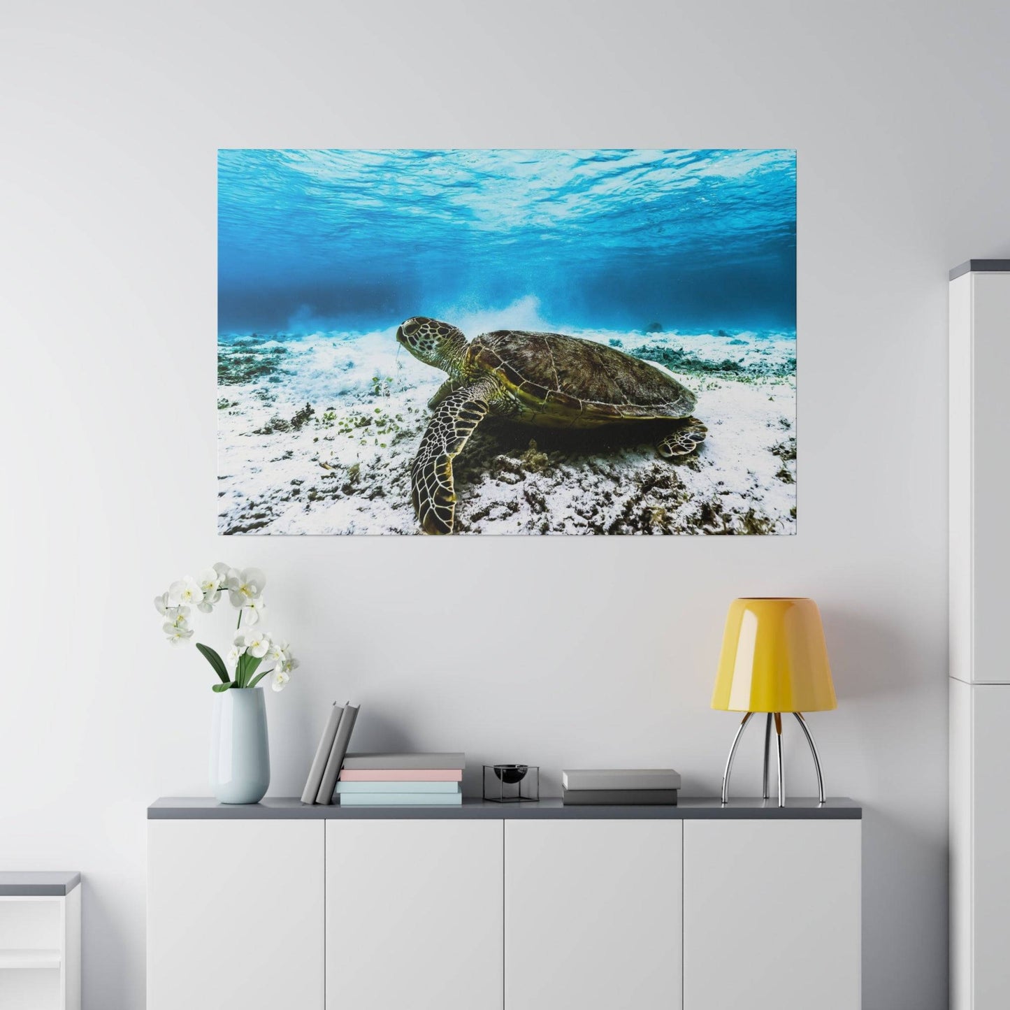 Reef Guardian: Sea Turtle Underwater Canvas Art