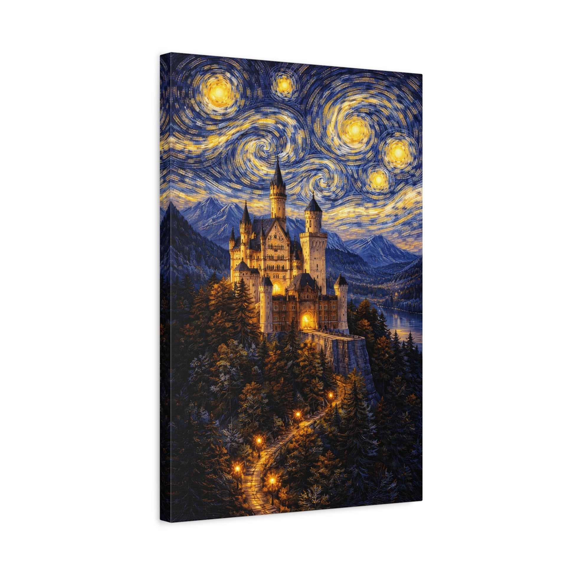 Neuschwanstein Castle Under a Starry Sky – Van Gogh Inspired canvas wall art, product image 36 of 56