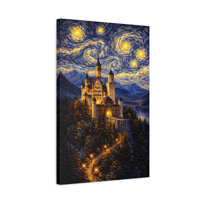Neuschwanstein Castle Under a Starry Sky – Van Gogh Inspired canvas wall art, product image 36 of 56