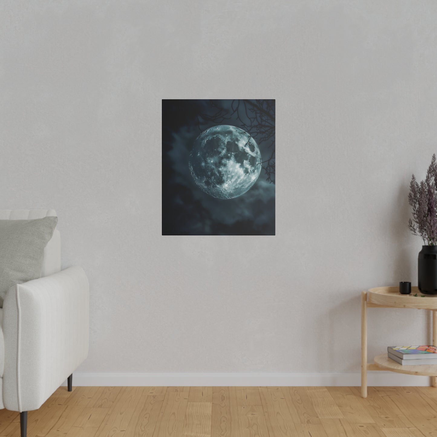 Lunar Whisper: Midnight Moon Canvas Art