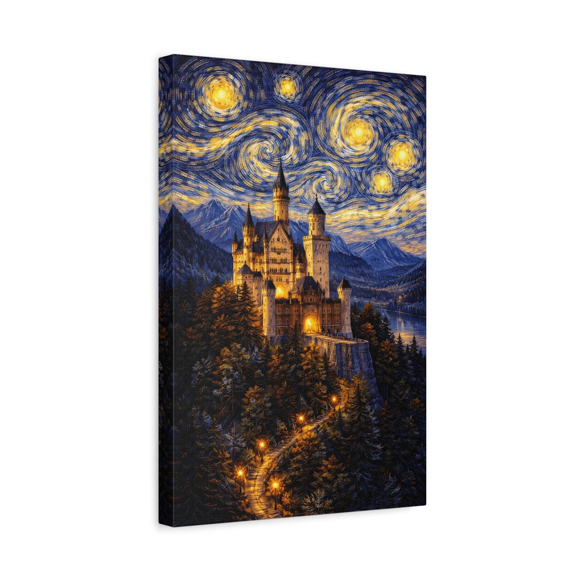 Neuschwanstein Castle Under a Starry Sky – Van Gogh Inspired canvas wall art, product image 27 of 56