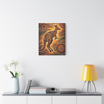 Kangaroo Aboriginal Dot Art Canvas Print – Warm Boho Wall Decor Canvas image 45