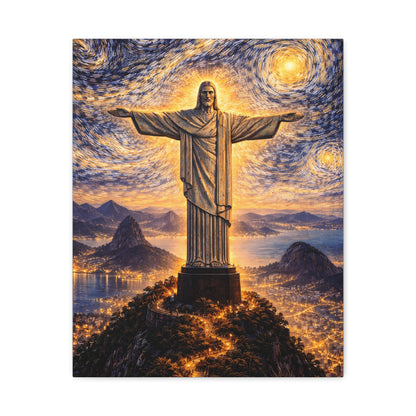 Christ the Redeemer Beneath a Starry Sky – Van Gogh Inspired canvas wall art, product image 6 of 64