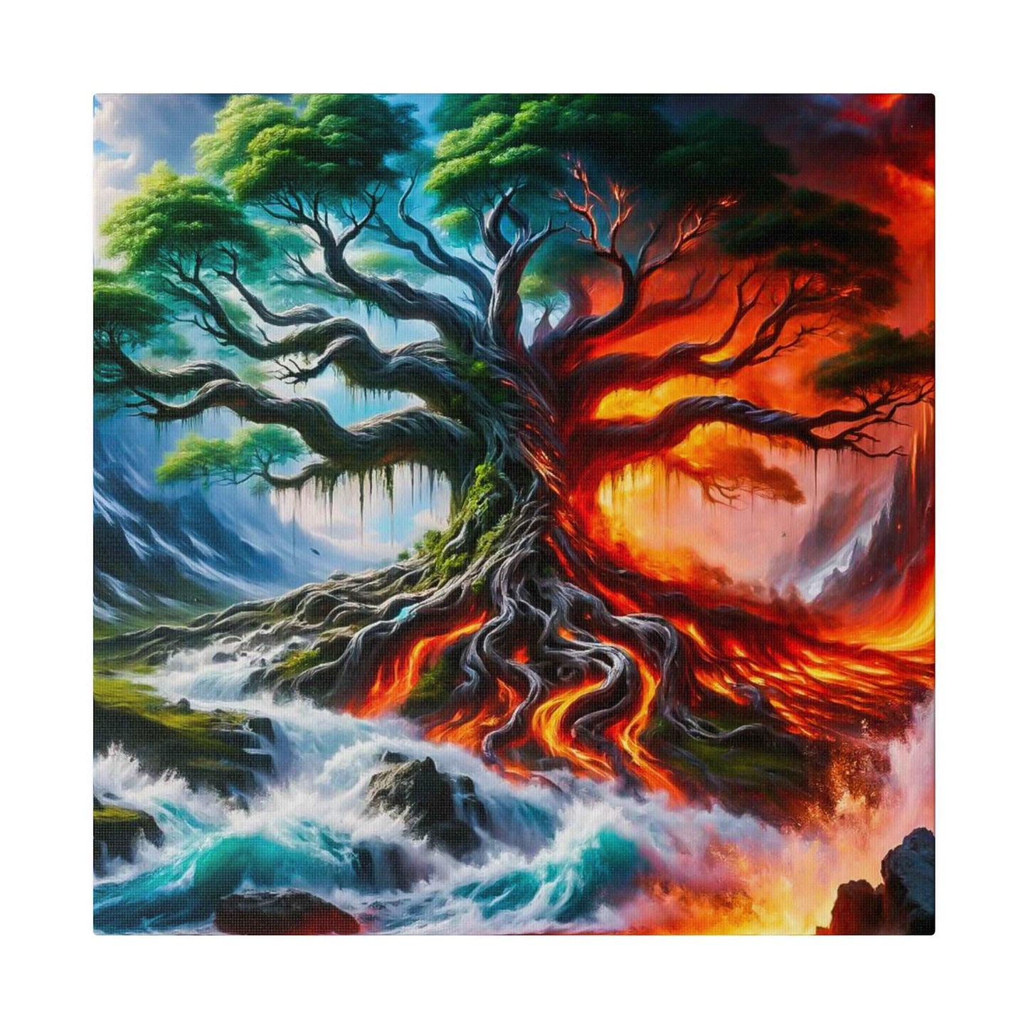 Ethereal Fusion: Elemental Forces Canvas Art