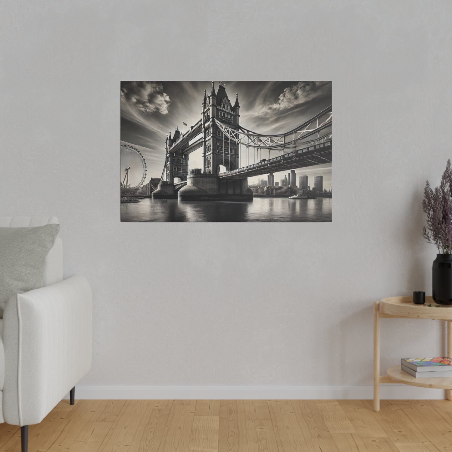 Black and White 4K Canvas: Hyper-Realistic London Bridge