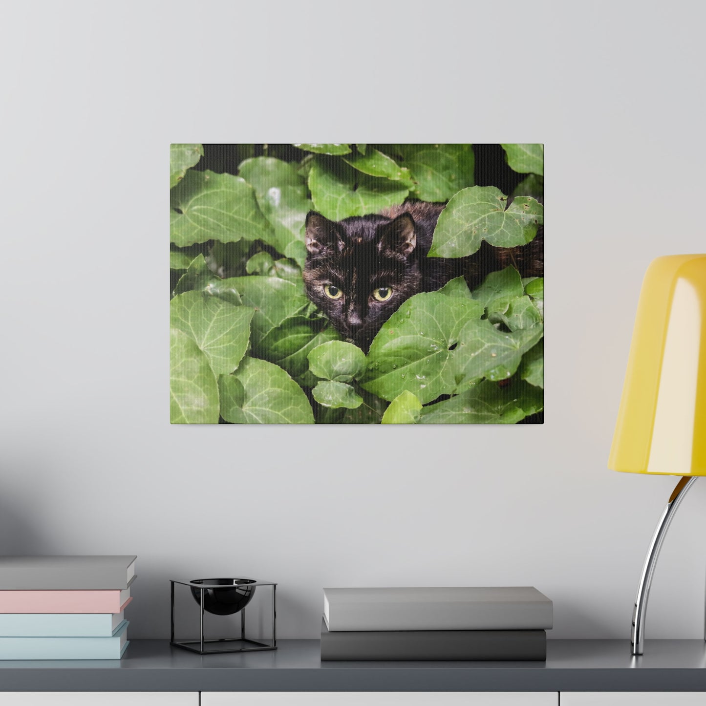 Whimsical Cat in the Garden: Vibrant Nature Canvas Art