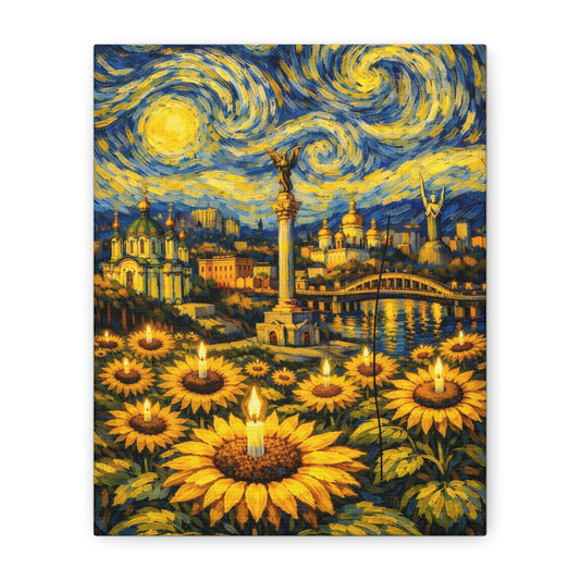 Kyiv Under a Starry Sky – Van Gogh Inspired Canvas Print in Van Gogh style canvas art, product image 1 of 48