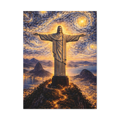 Christ the Redeemer Beneath a Starry Sky – Van Gogh Inspired canvas wall art, product image 12 of 64