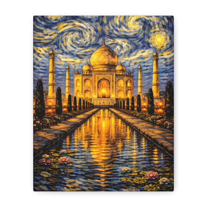 The Taj Mahal in a Starry Dream – Van Gogh Inspired Canvas Print in Van Gogh style canvas art, product image 1 of 60