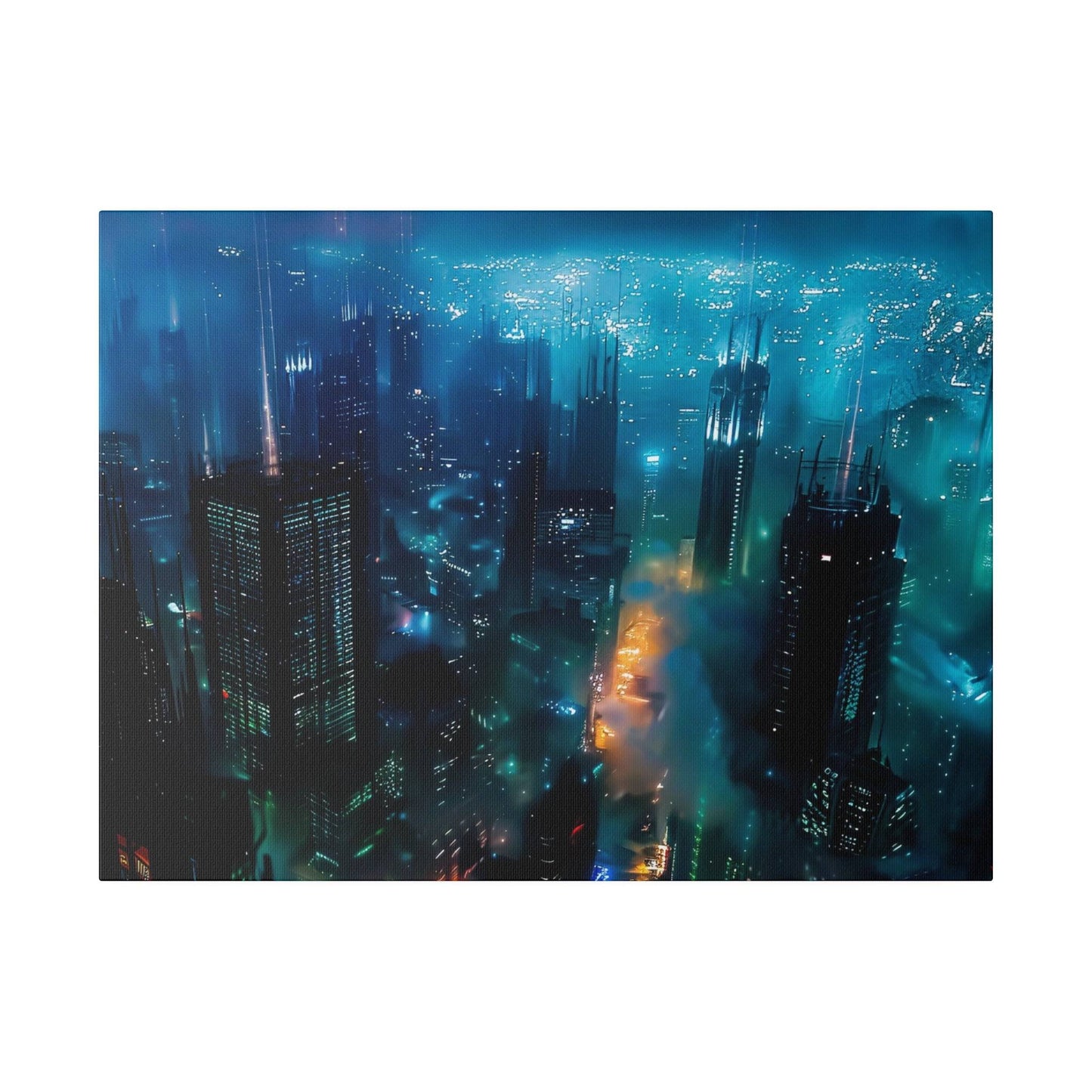 Neon Dreams: Futuristic Cityscape Canvas Art