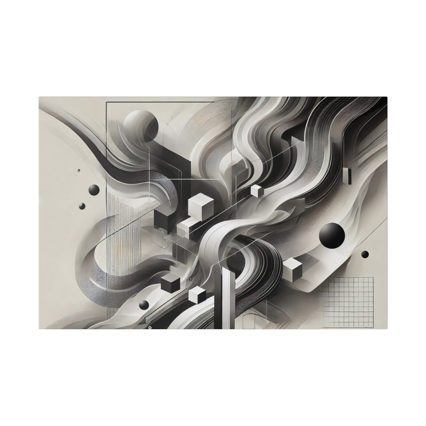 Monochrome Abstract Art Canvas - 4K Geometric Flow Masterpiece