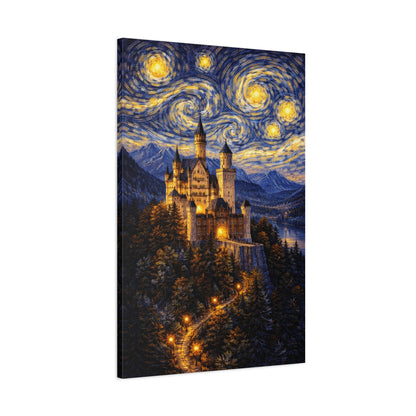 Neuschwanstein Castle Under a Starry Sky – Van Gogh Inspired canvas wall art, product image 48 of 56