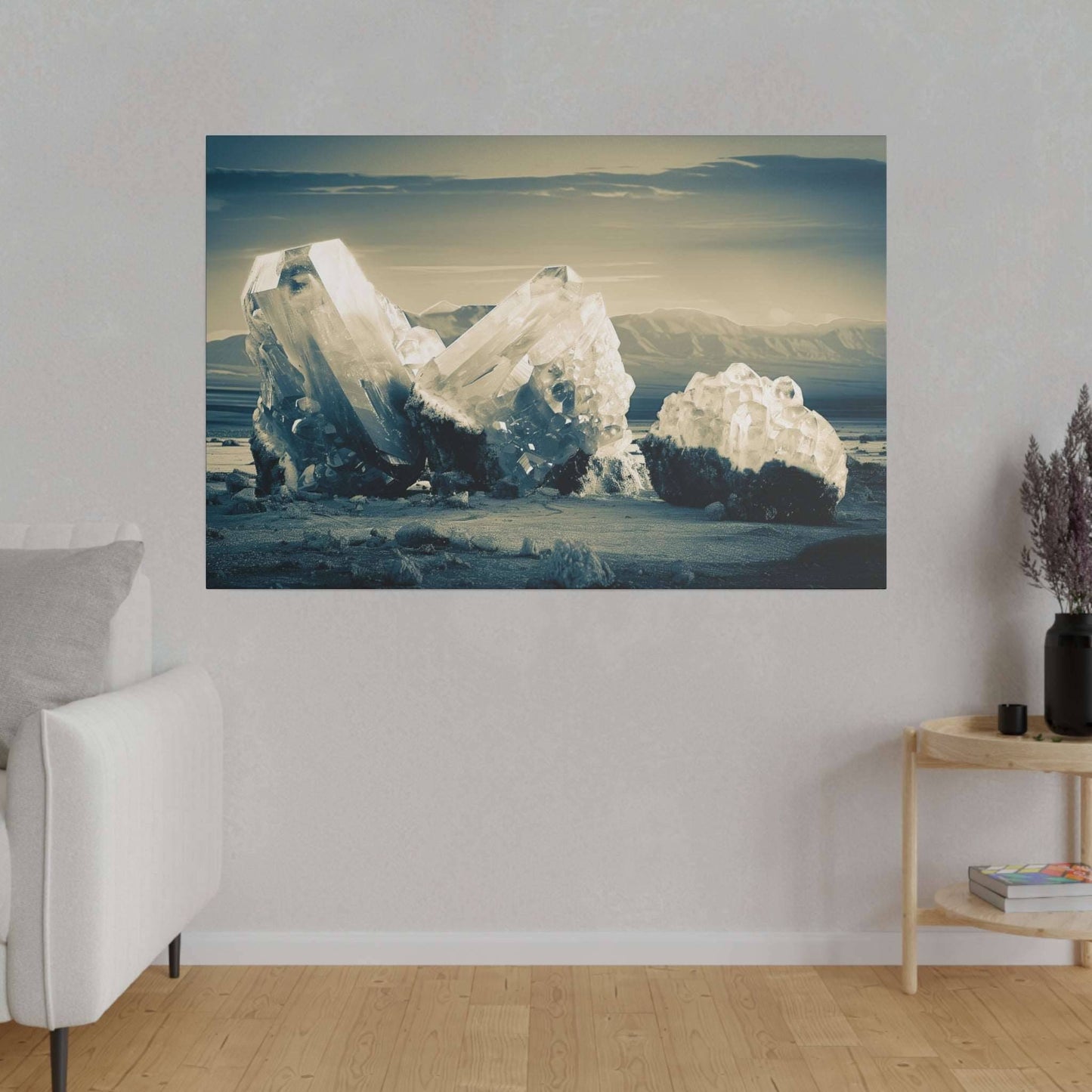 Mystic Crystal Landscape Canvas Art - Serene Desert Radiance