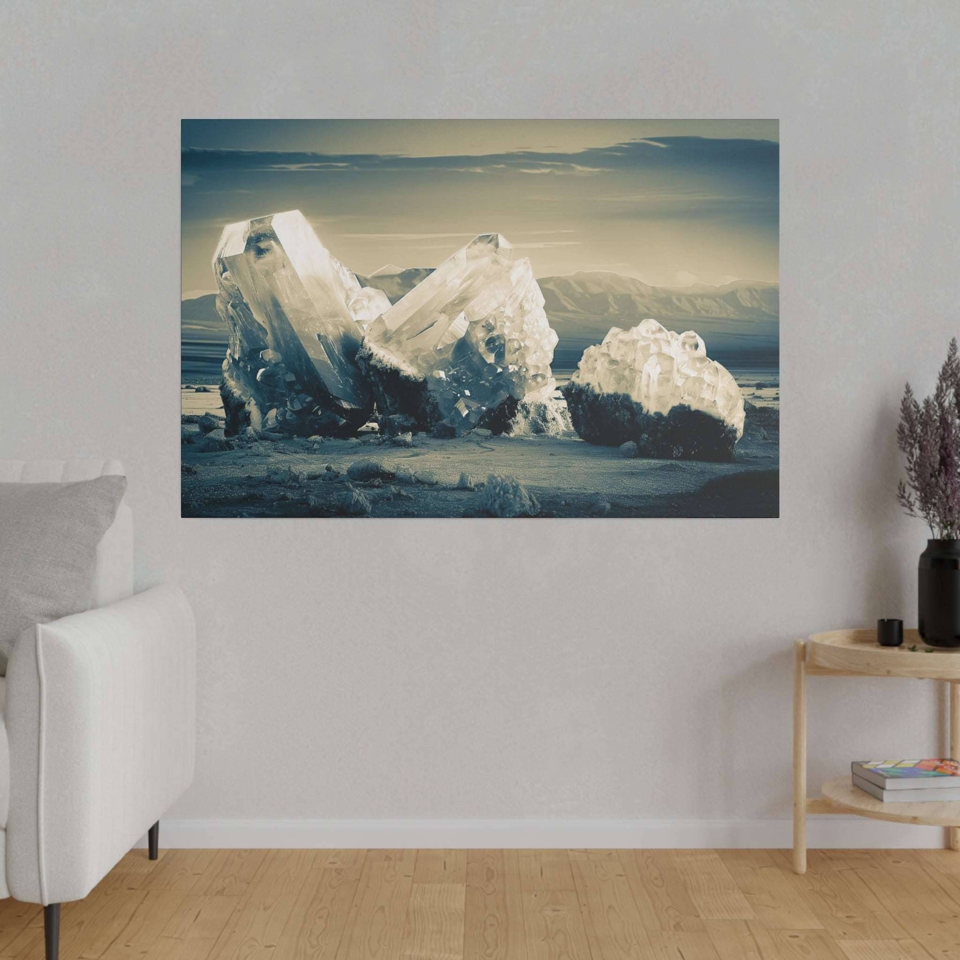 Mystic Crystal Landscape Canvas Art - Serene Desert Radiance