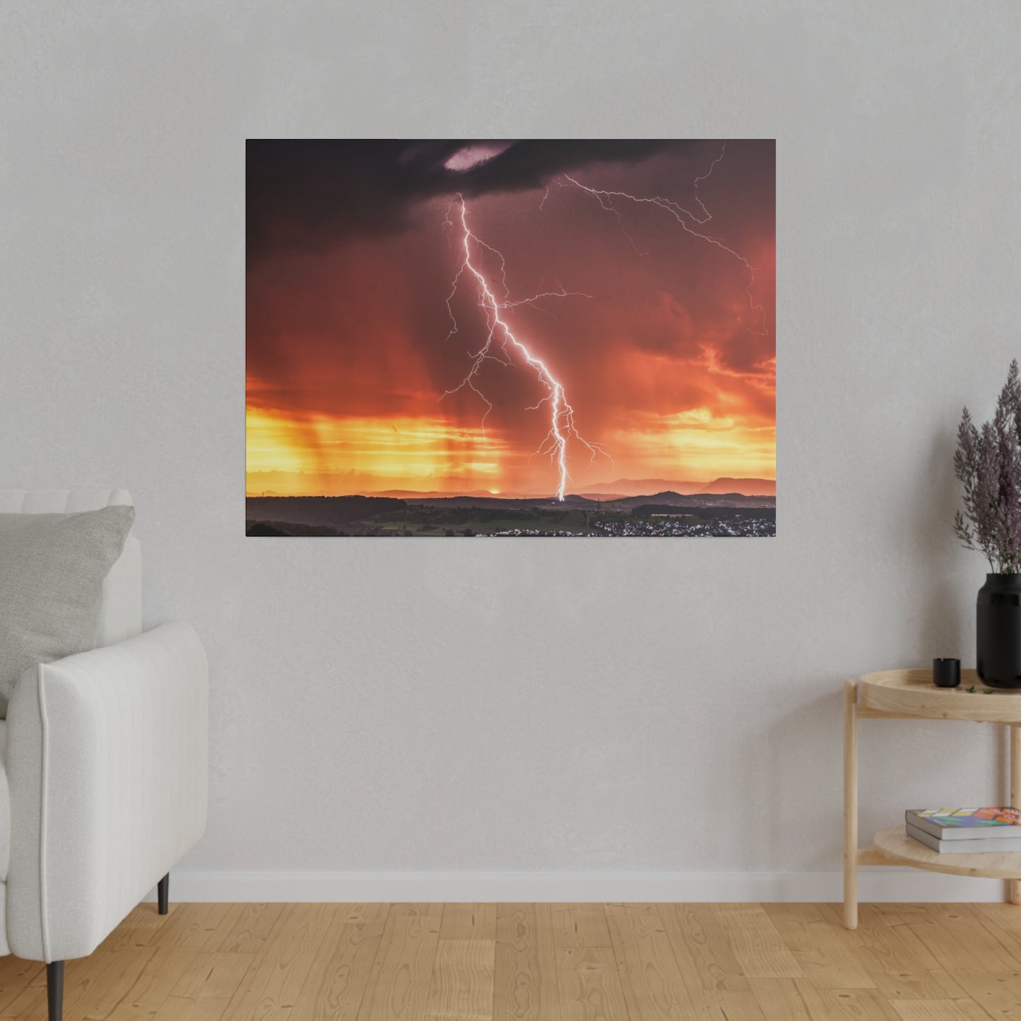 Electrifying Sunset Storm Abstract Art Canvas Wall Art