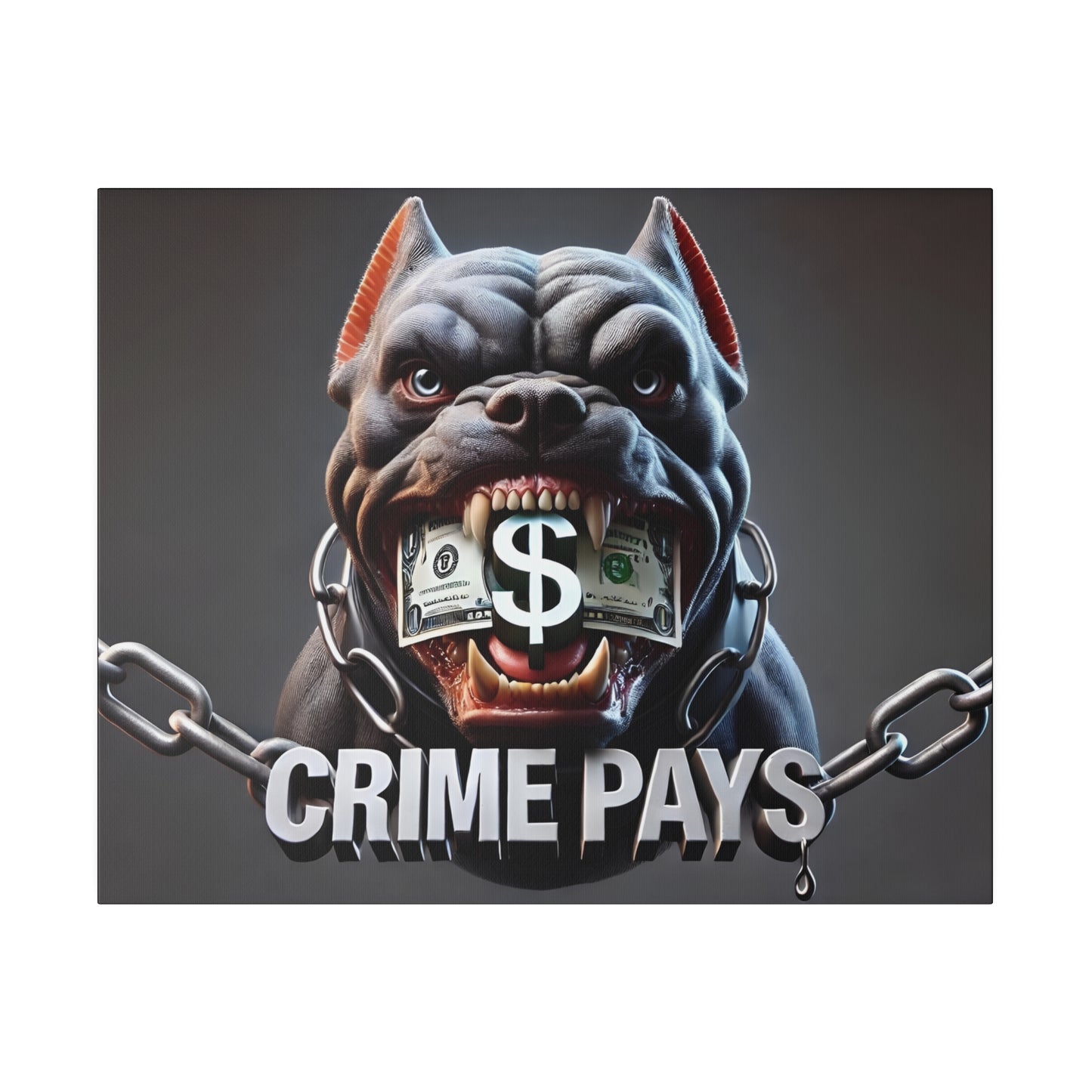 Crime Pays Pitbull Canvas: Fierce and Edgy 4K Artwork