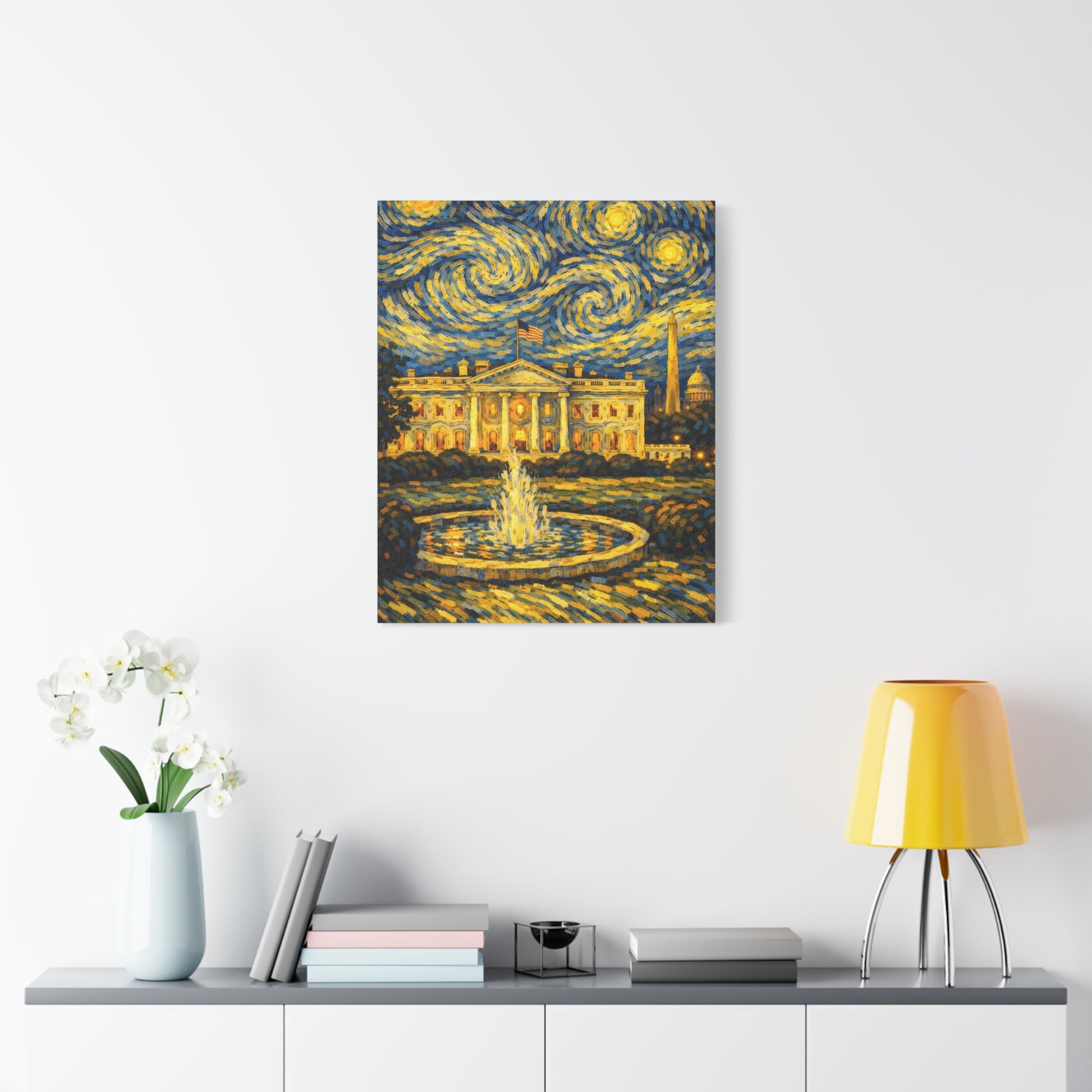 The White House Beneath a Starry Sky – Van Gogh Inspired Canvas Print in Van Gogh style canvas art, product image 52 of 68