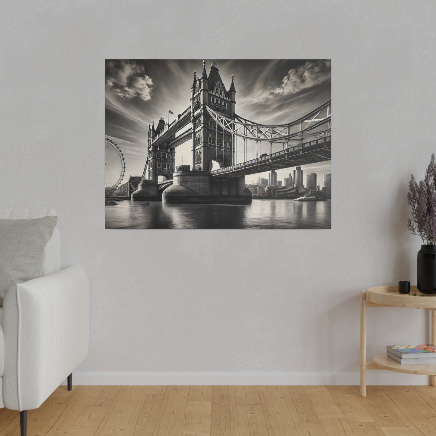 Black and White 4K Canvas: Hyper-Realistic London Bridge