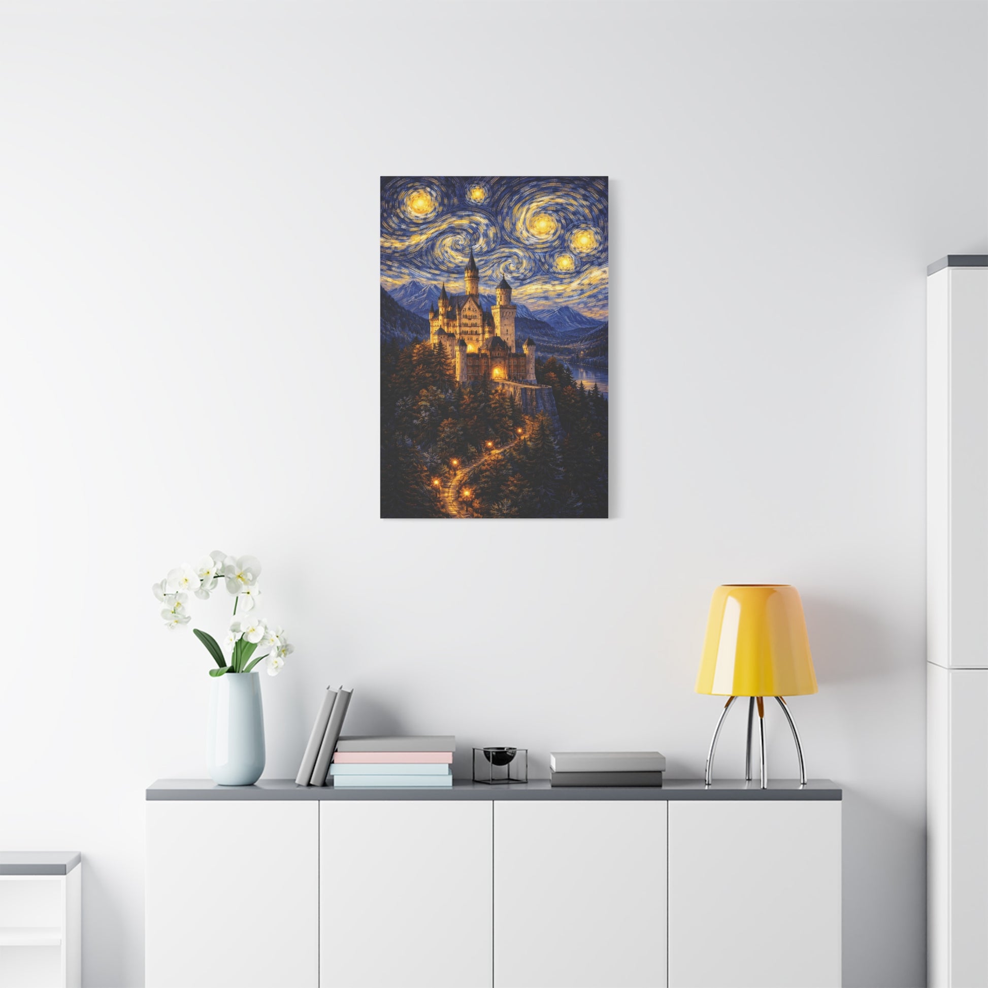 Neuschwanstein Castle Under a Starry Sky – Van Gogh Inspired canvas wall art, product image 49 of 56
