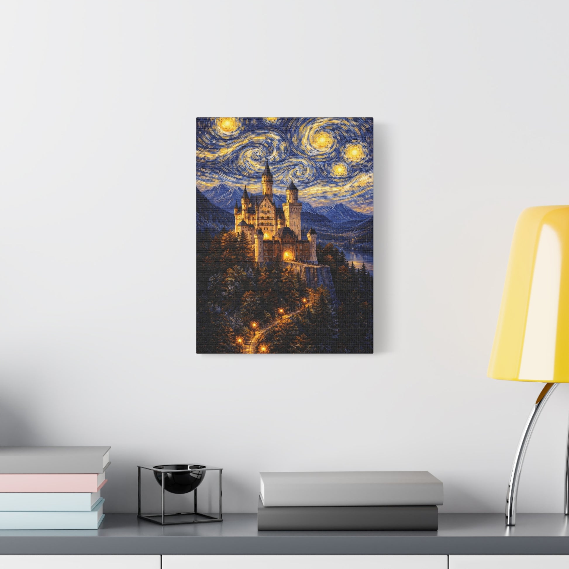 Neuschwanstein Castle Under a Starry Sky – Van Gogh Inspired canvas wall art, product image 25 of 56