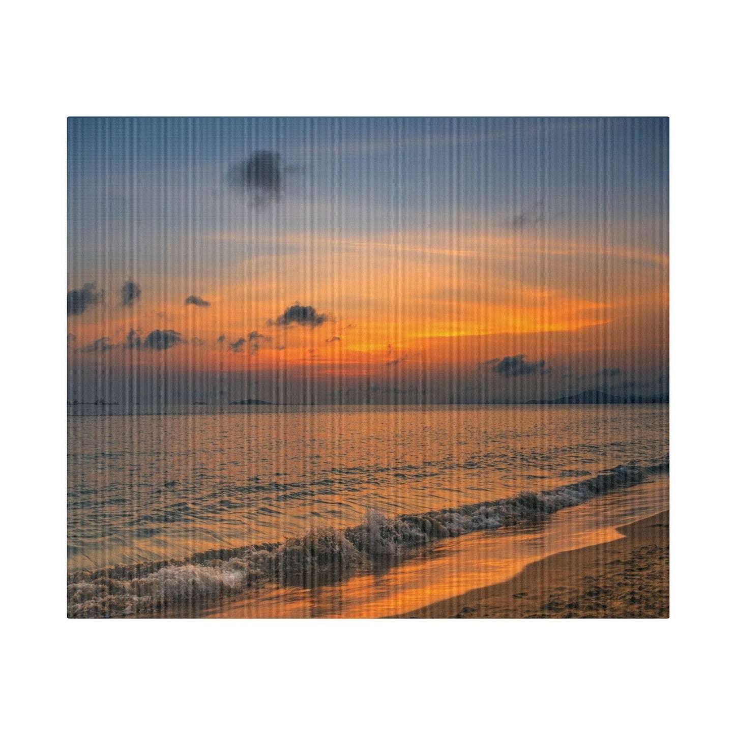 the sun is setting over the water at the beach