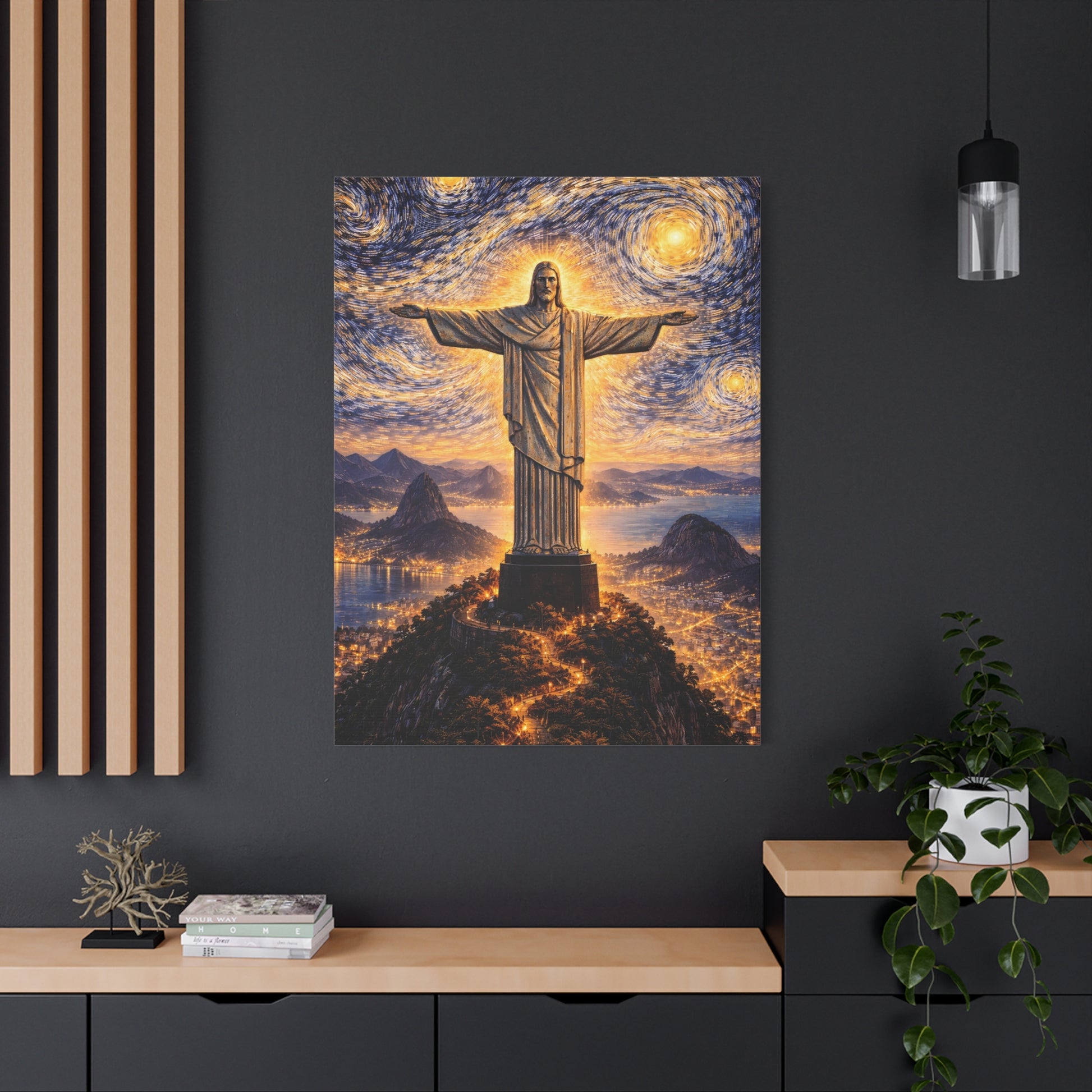 Christ the Redeemer Beneath a Starry Sky – Van Gogh Inspired canvas wall art, product image 64 of 64
