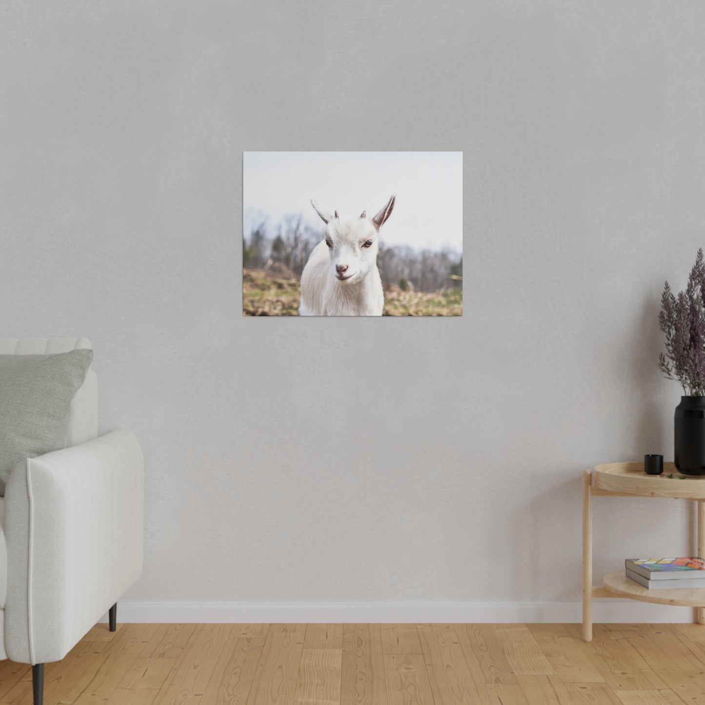 Curious Kid: Charming Goat Portrait Canvas Art