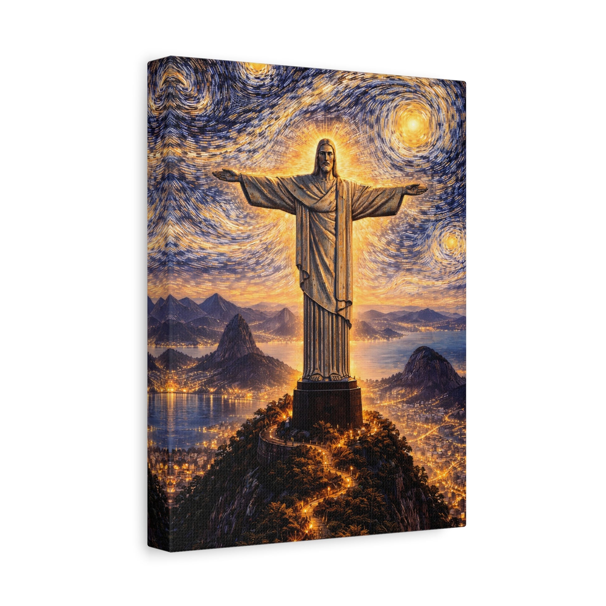 Christ the Redeemer Beneath a Starry Sky – Van Gogh Inspired canvas wall art, product image 20 of 64