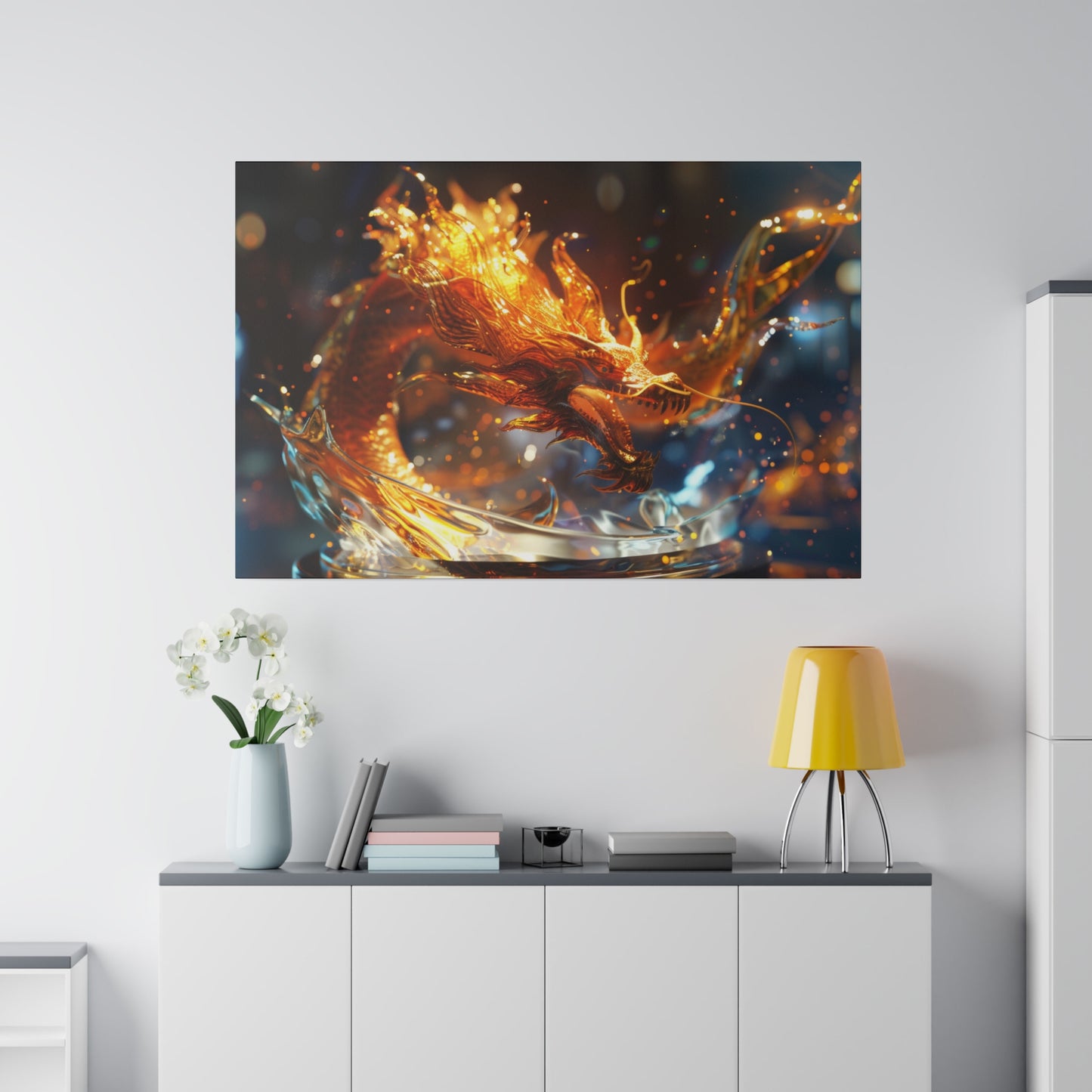 Radiant Fire Dragon Wall Art: Transform Your Space with Mythical Elegance