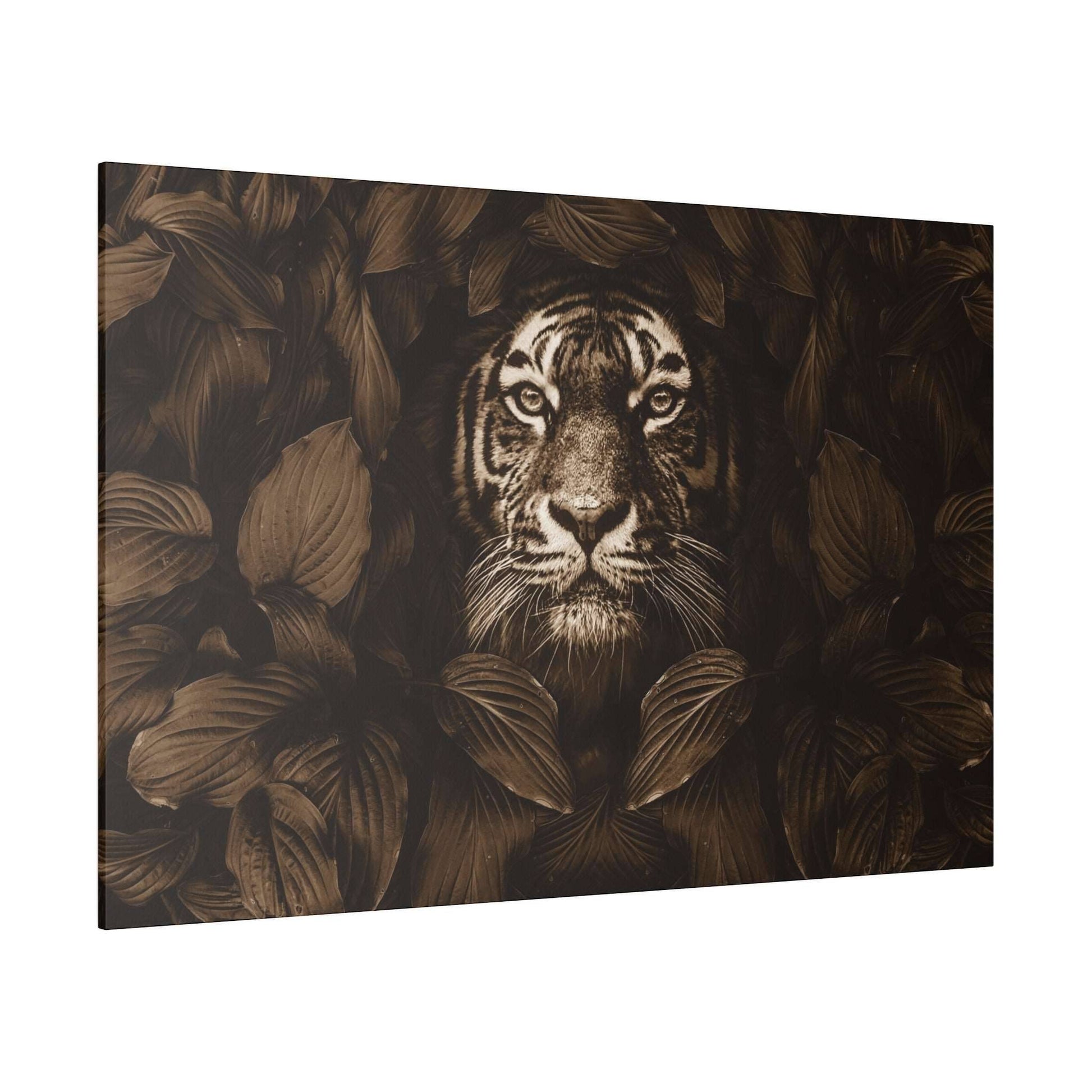 Majestic Tiger Canvas Art - Sepia Toned Jungle Elegance