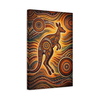 Kangaroo Aboriginal Dot Art Canvas Print – Warm Boho Wall Decor Canvas image 32