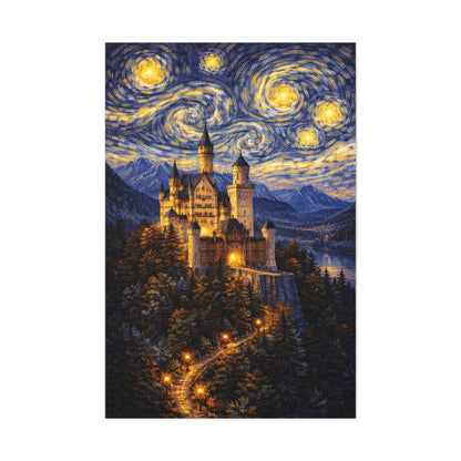 Neuschwanstein Castle Under a Starry Sky – Van Gogh Inspired canvas wall art, product image 13 of 56