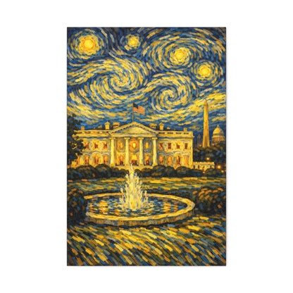The White House Beneath a Starry Sky – Van Gogh Inspired Canvas Print in Van Gogh style canvas art, product image 14 of 68