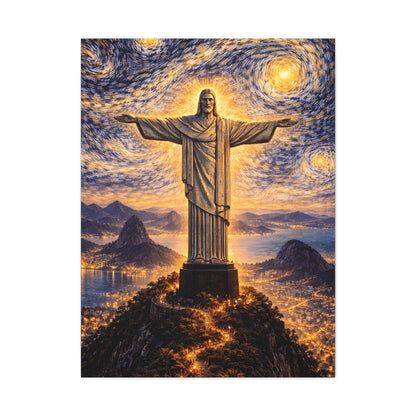 Christ the Redeemer Beneath a Starry Sky – Van Gogh Inspired canvas wall art, product image 14 of 64