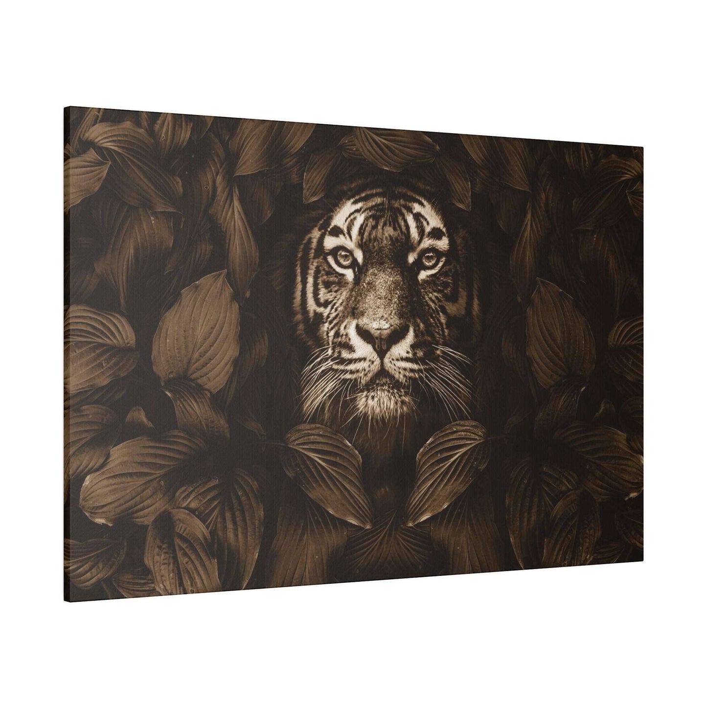 Majestic Tiger Canvas Art - Sepia Toned Jungle Elegance