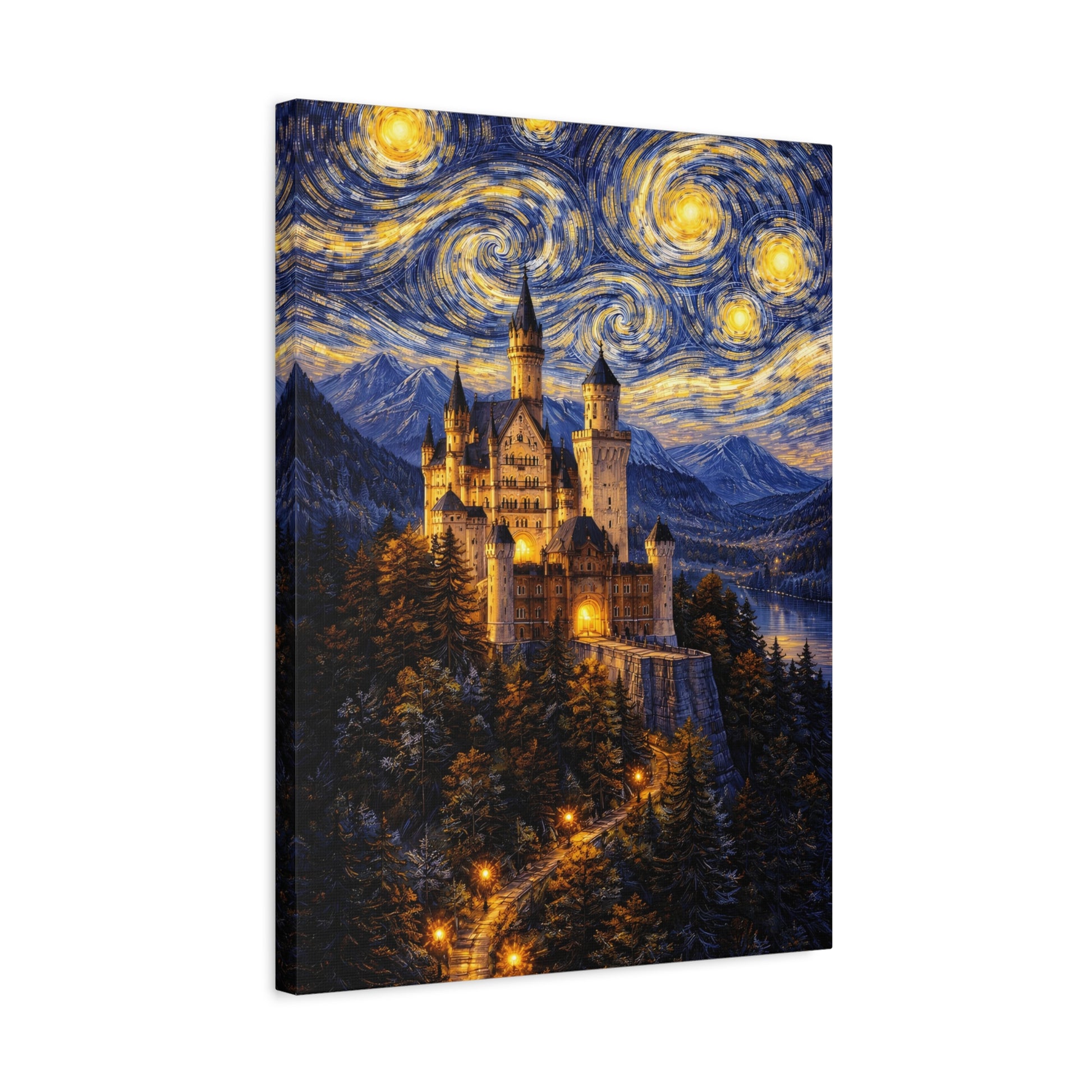 Neuschwanstein Castle Under a Starry Sky – Van Gogh Inspired canvas wall art, product image 39 of 56