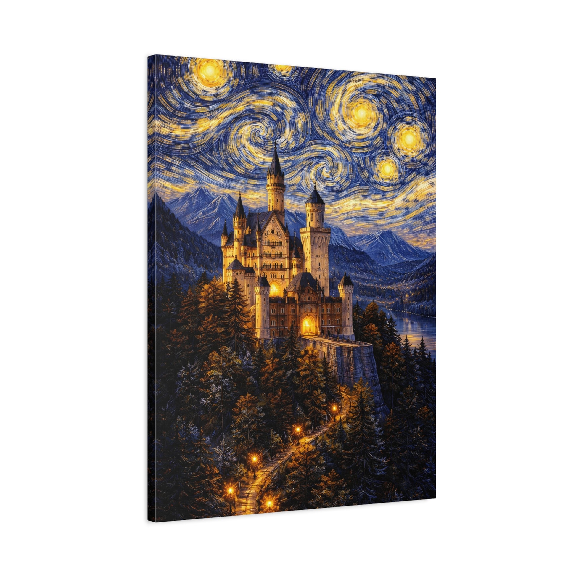 Neuschwanstein Castle Under a Starry Sky – Van Gogh Inspired canvas wall art, product image 45 of 56