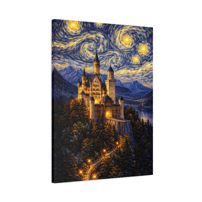 Neuschwanstein Castle Under a Starry Sky – Van Gogh Inspired canvas wall art, product image 45 of 56