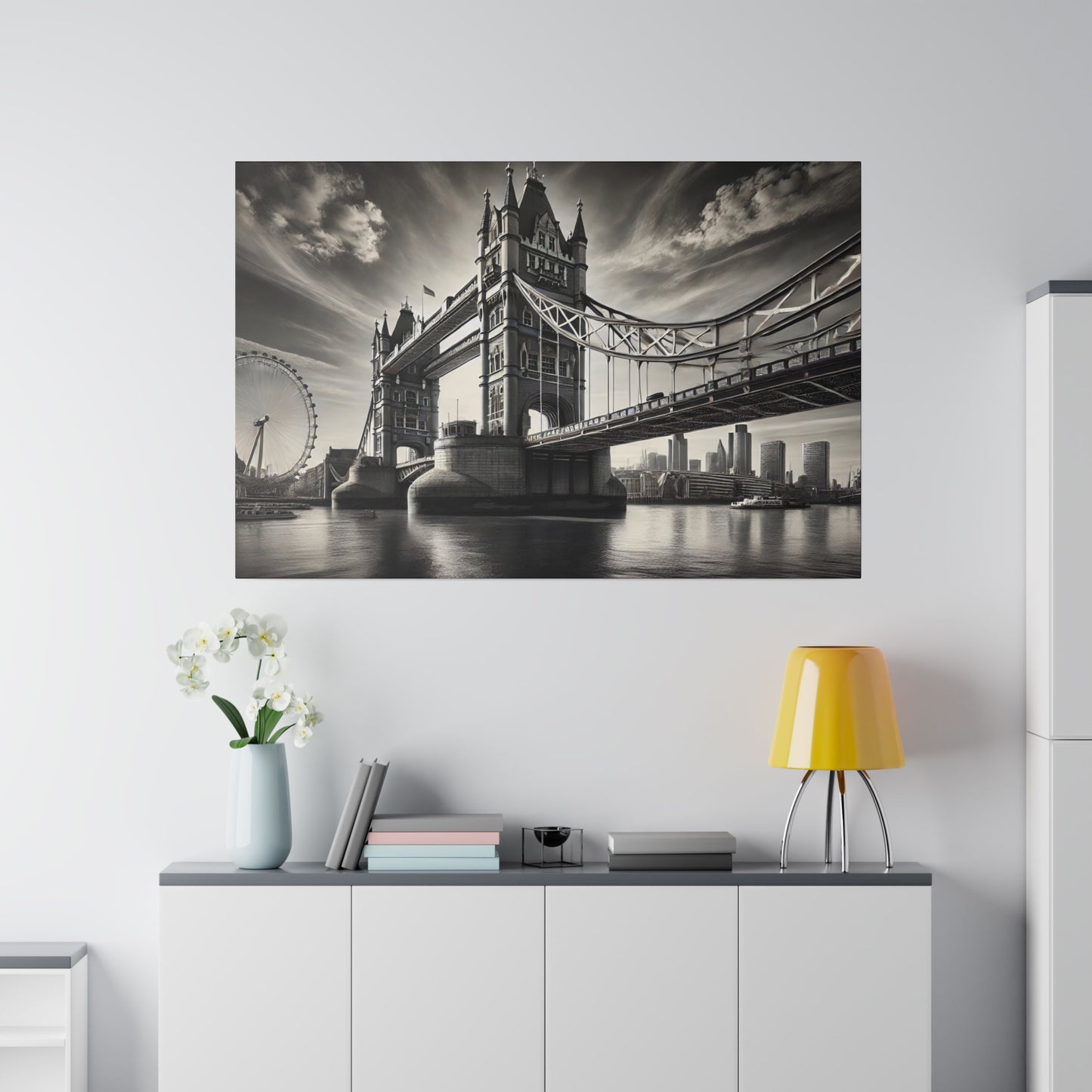 Black and White 4K Canvas: Hyper-Realistic London Bridge