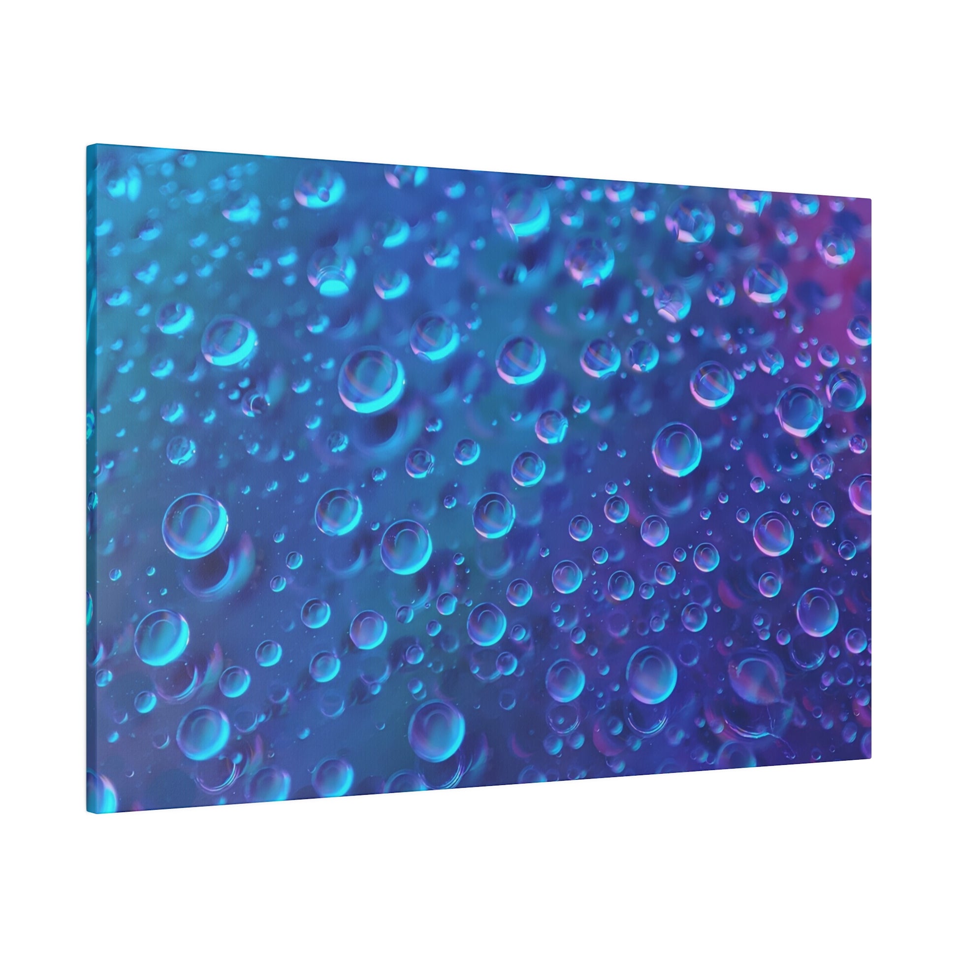 Close-up abstract image of numerous blue and purple bubbles on a blue gradient background.