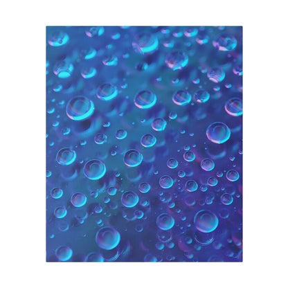 Close-up of iridescent blue and purple bubbles floating in a liquid.